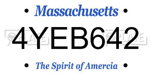 4YEB642 Massachusetts License Plate