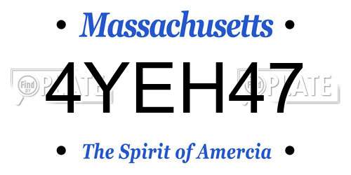 4YEH47 Massachusetts License Plate