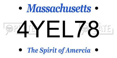 4YEL78 Massachusetts License Plate