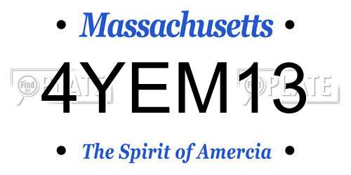 4YEM13 Massachusetts License Plate