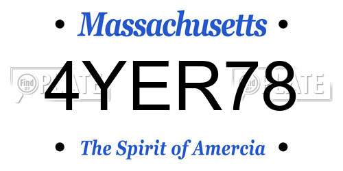 4YER78 Massachusetts License Plate