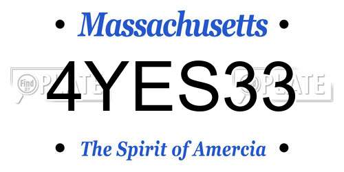 4YES33 Massachusetts License Plate