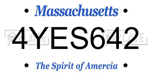4YES642 Massachusetts License Plate