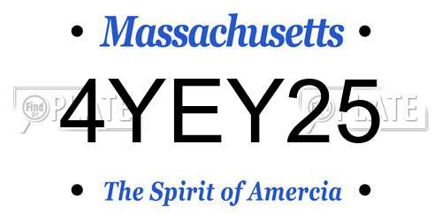 4YEY25 Massachusetts License Plate