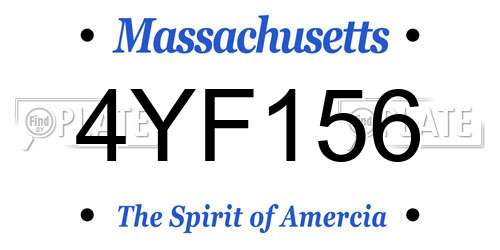 4YF156 Massachusetts License Plate