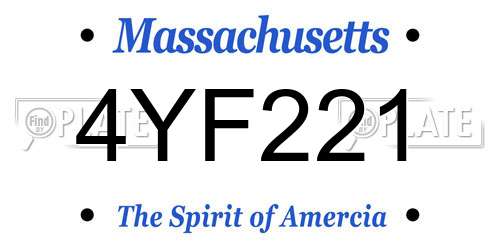 4YF221 Massachusetts License Plate