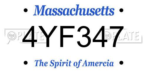 4YF347 Massachusetts License Plate