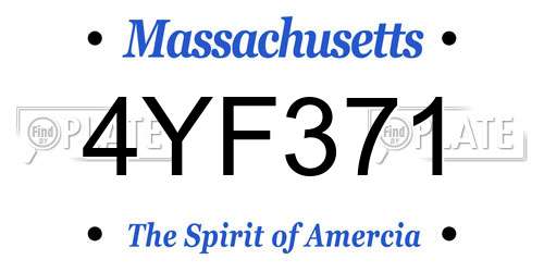 4YF371 Massachusetts License Plate