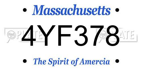 4YF378 Massachusetts License Plate