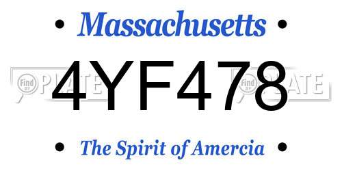4YF478 Massachusetts License Plate