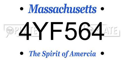 4YF564 Massachusetts License Plate