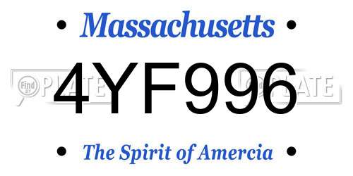4YF996 Massachusetts License Plate