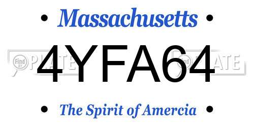 4YFA64 Massachusetts License Plate