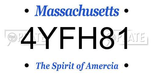 4YFH81 Massachusetts License Plate
