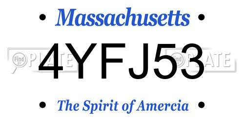 4YFJ53 Massachusetts License Plate