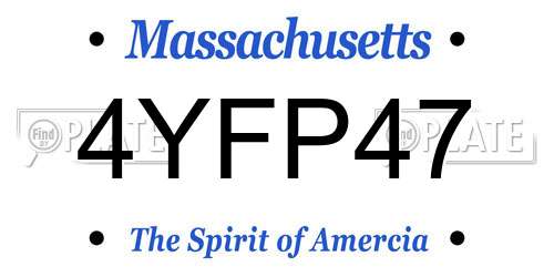 4YFP47 Massachusetts License Plate