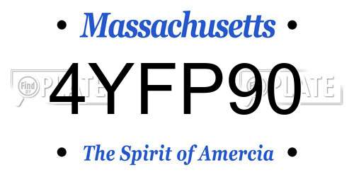 4YFP90 Massachusetts License Plate