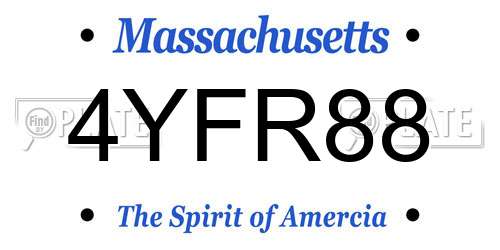 4YFR88 Massachusetts License Plate