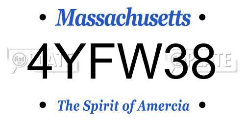 4YFW38 Massachusetts License Plate