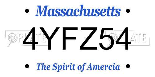 4YFZ54 Massachusetts License Plate
