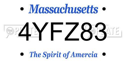4YFZ83 Massachusetts License Plate