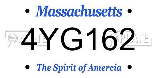 4YG162 Massachusetts License Plate