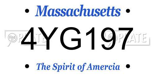4YG197 Massachusetts License Plate