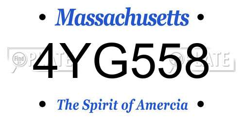 4YG558 Massachusetts License Plate