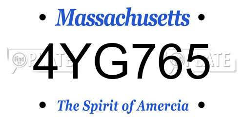 4YG765 Massachusetts License Plate