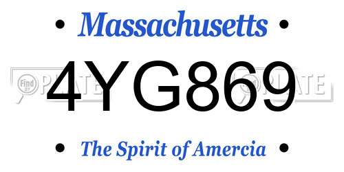 4YG869 Massachusetts License Plate