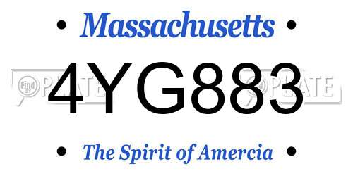 4YG883 Massachusetts License Plate