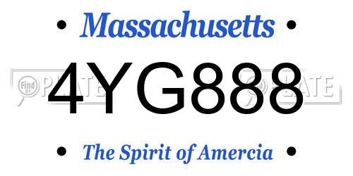4YG888 Massachusetts License Plate
