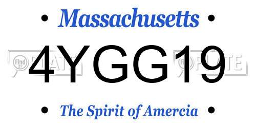 4YGG19 Massachusetts License Plate