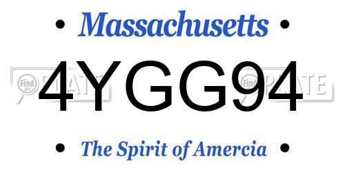 4YGG94 Massachusetts License Plate