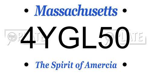 4YGL50 Massachusetts License Plate