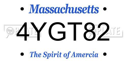 4YGT82 Massachusetts License Plate