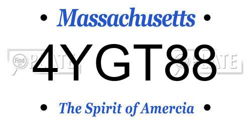 4YGT88 Massachusetts License Plate