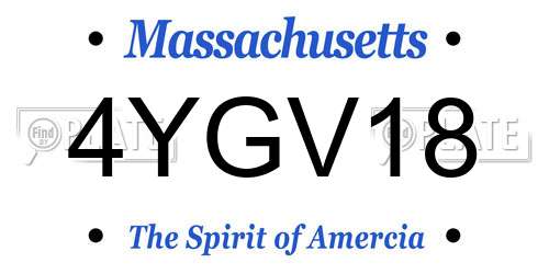4YGV18 Massachusetts License Plate