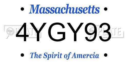 4YGY93 Massachusetts License Plate