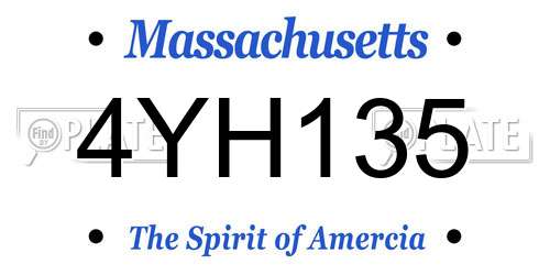 4YH135 Massachusetts License Plate