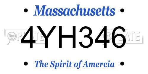 4YH346 Massachusetts License Plate