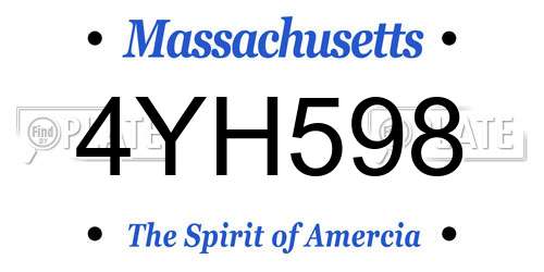 4YH598 Massachusetts License Plate