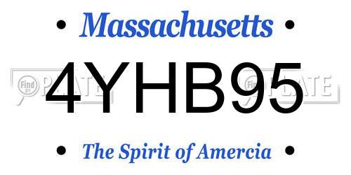 4YHB95 Massachusetts License Plate