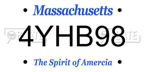 4YHB98 Massachusetts License Plate