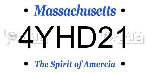 4YHD21 Massachusetts License Plate