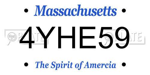 4YHE59 Massachusetts License Plate