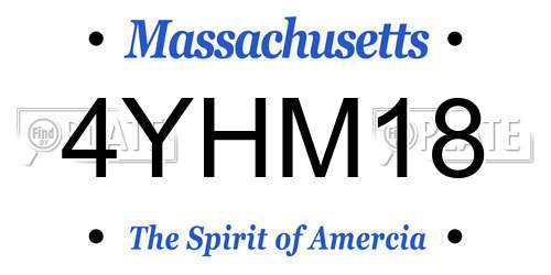 4YHM18 Massachusetts License Plate