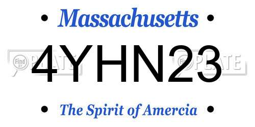 4YHN23 Massachusetts License Plate