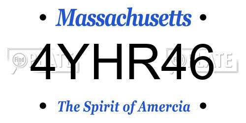 4YHR46 Massachusetts License Plate