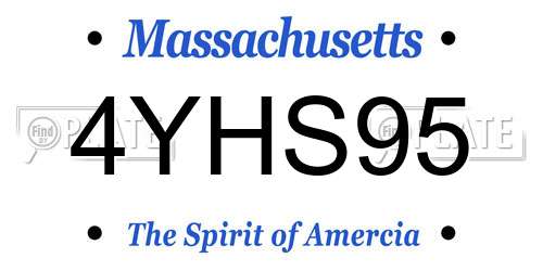 4YHS95 Massachusetts License Plate